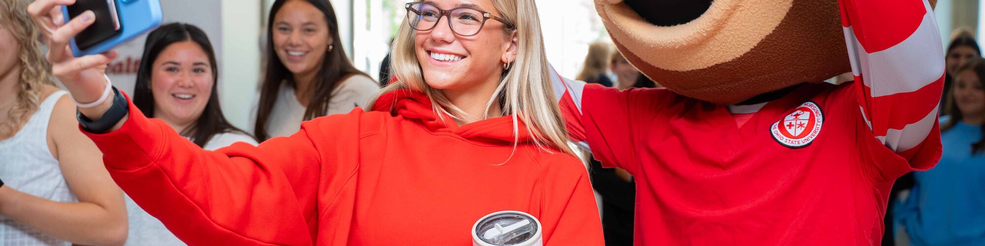 nursing student taking a selfie with brutus