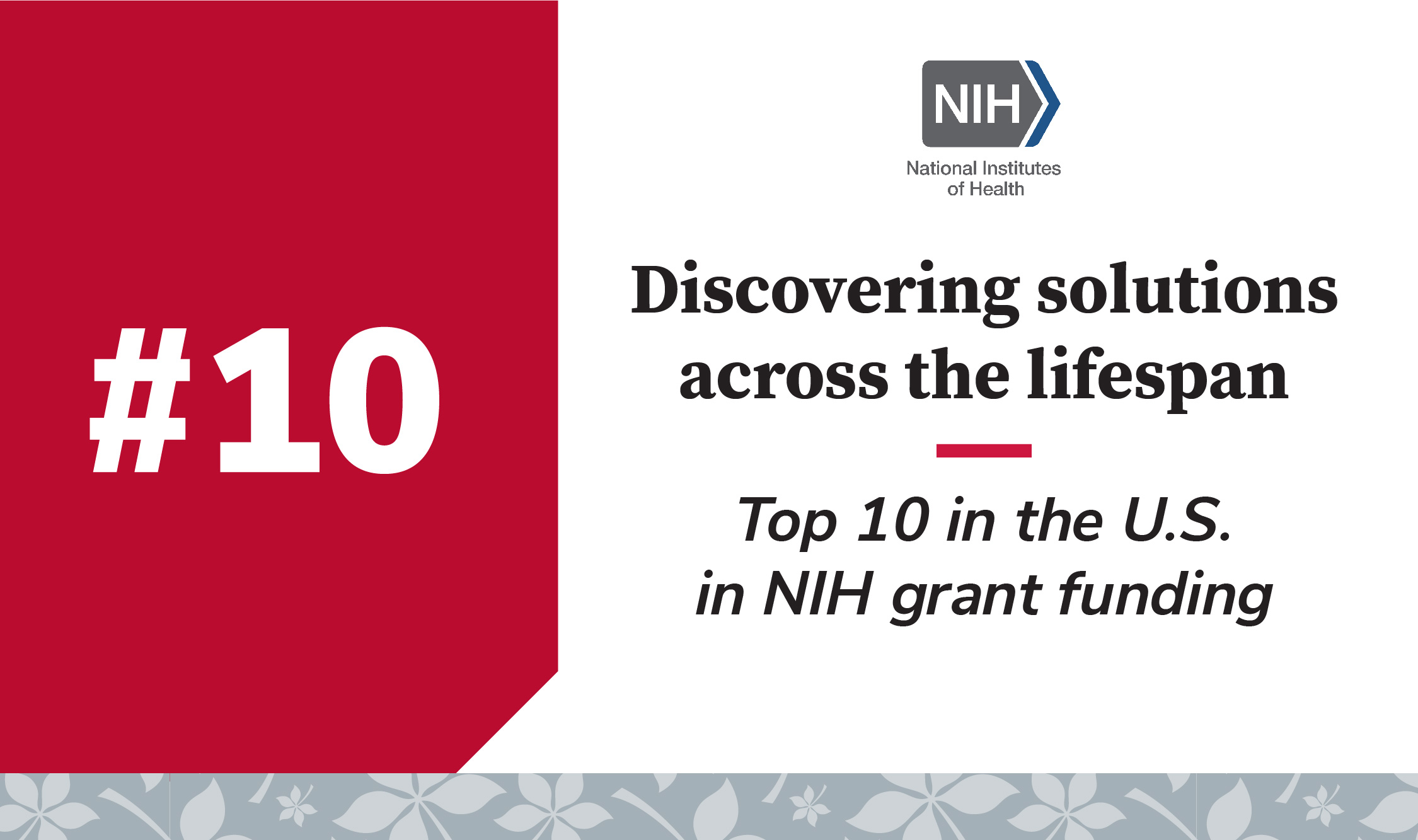 Discovering solutions across the lifespan. Top 10 in the U.S. in NIH grant funding.