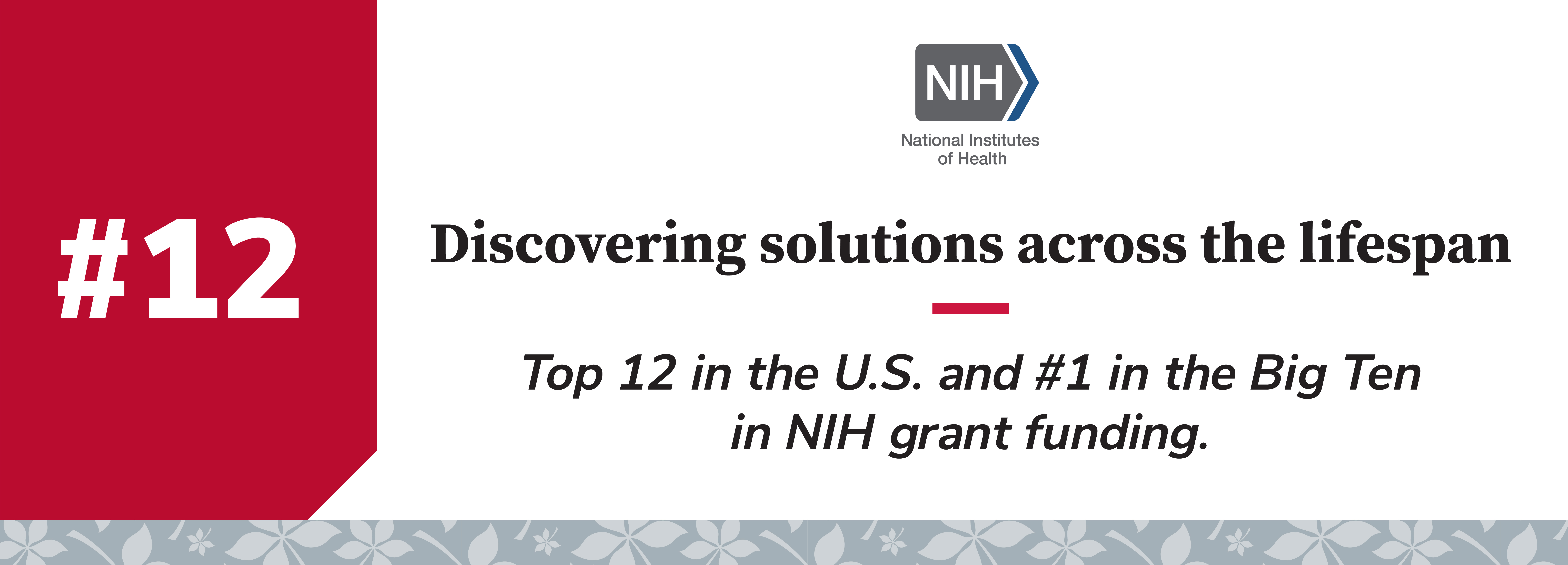 Discovering solutions across the lifespan. Top 12 in the U.S. in NIH grant funding.