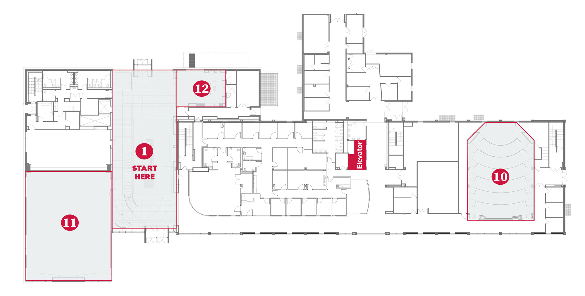 floor plan of first floor of Newton and Heminger Halls