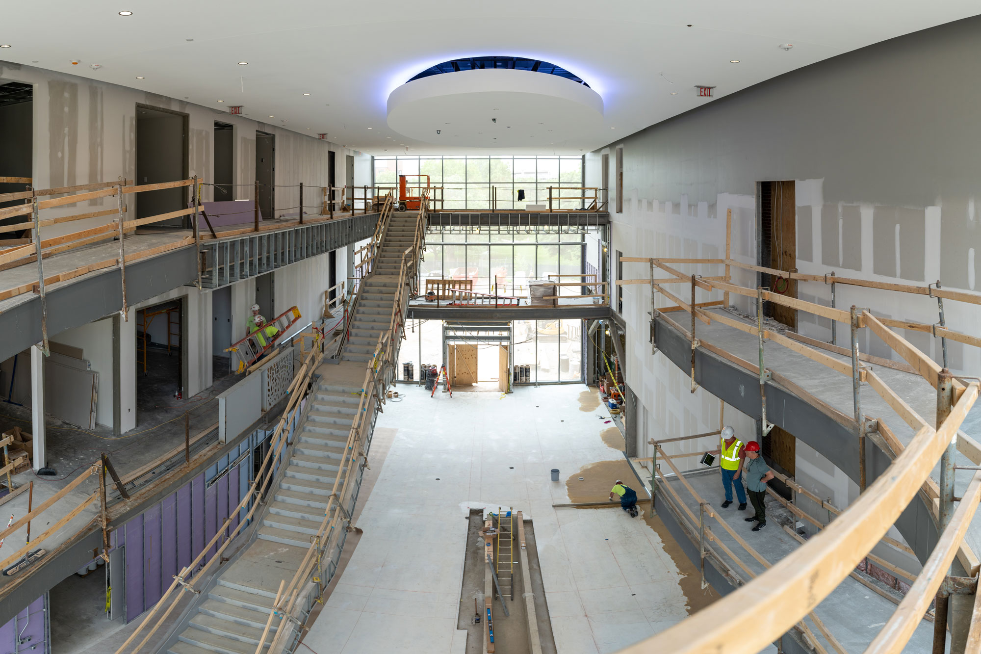 photo of Jane E. Heminger hall construction in atrium