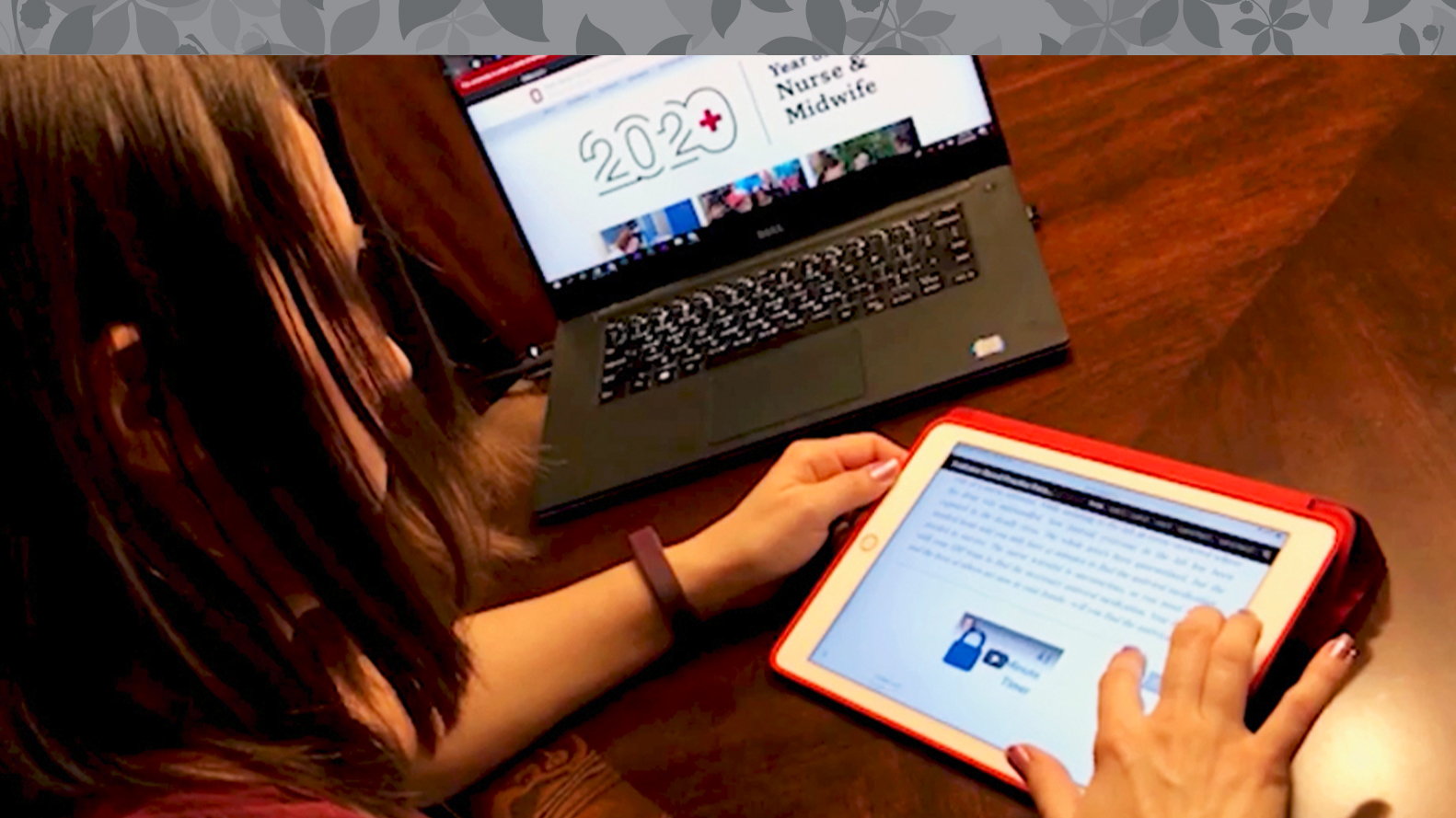 person using iPad to demonstrate virtual escape room