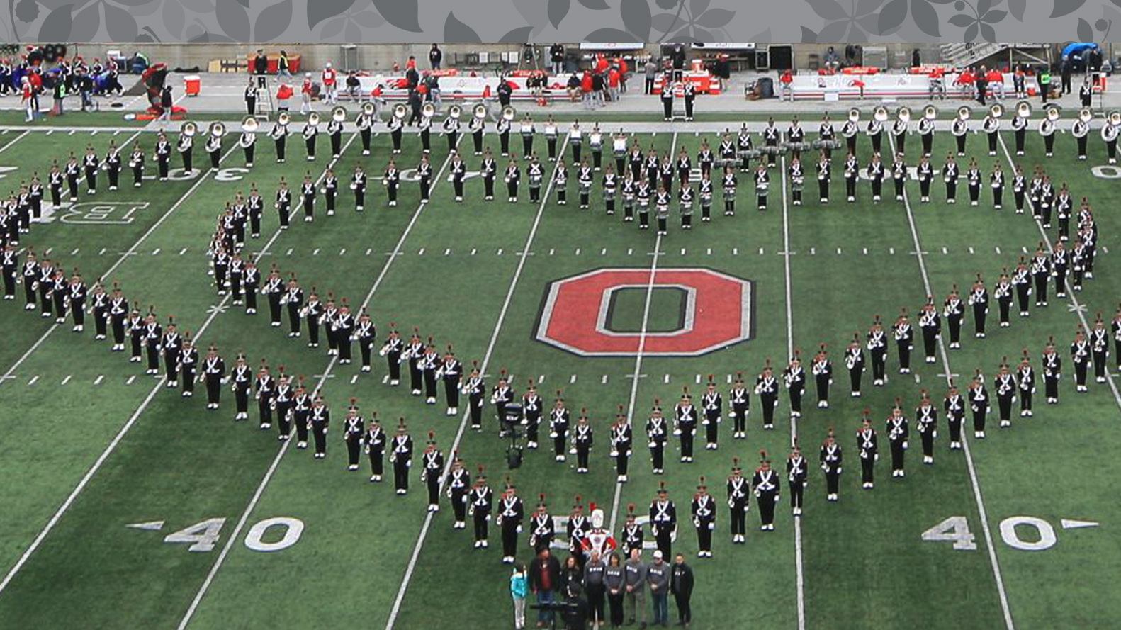 marching band heart formation on Ohio State football field