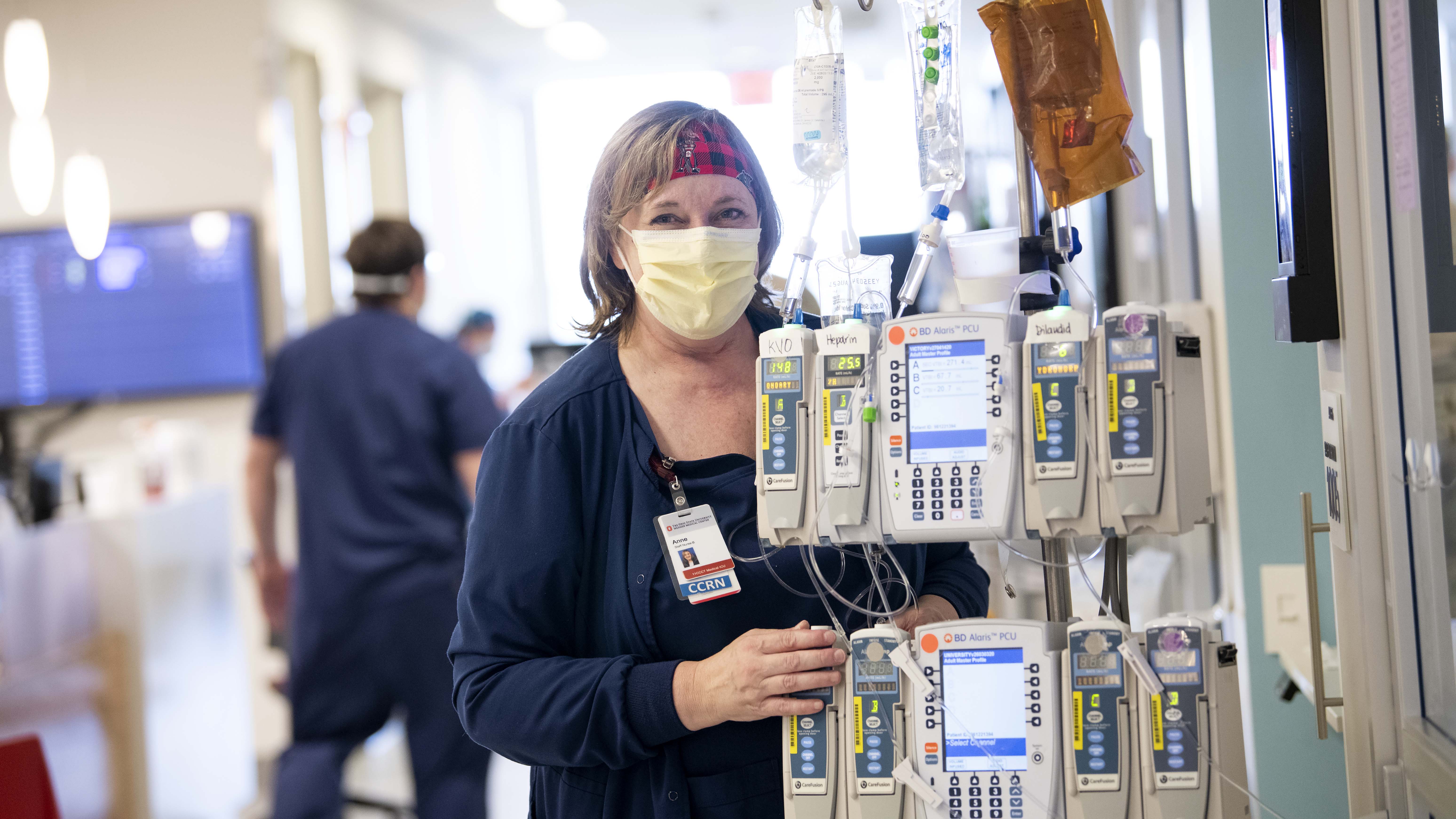 Nurse Anne Spiller checking patient monitors