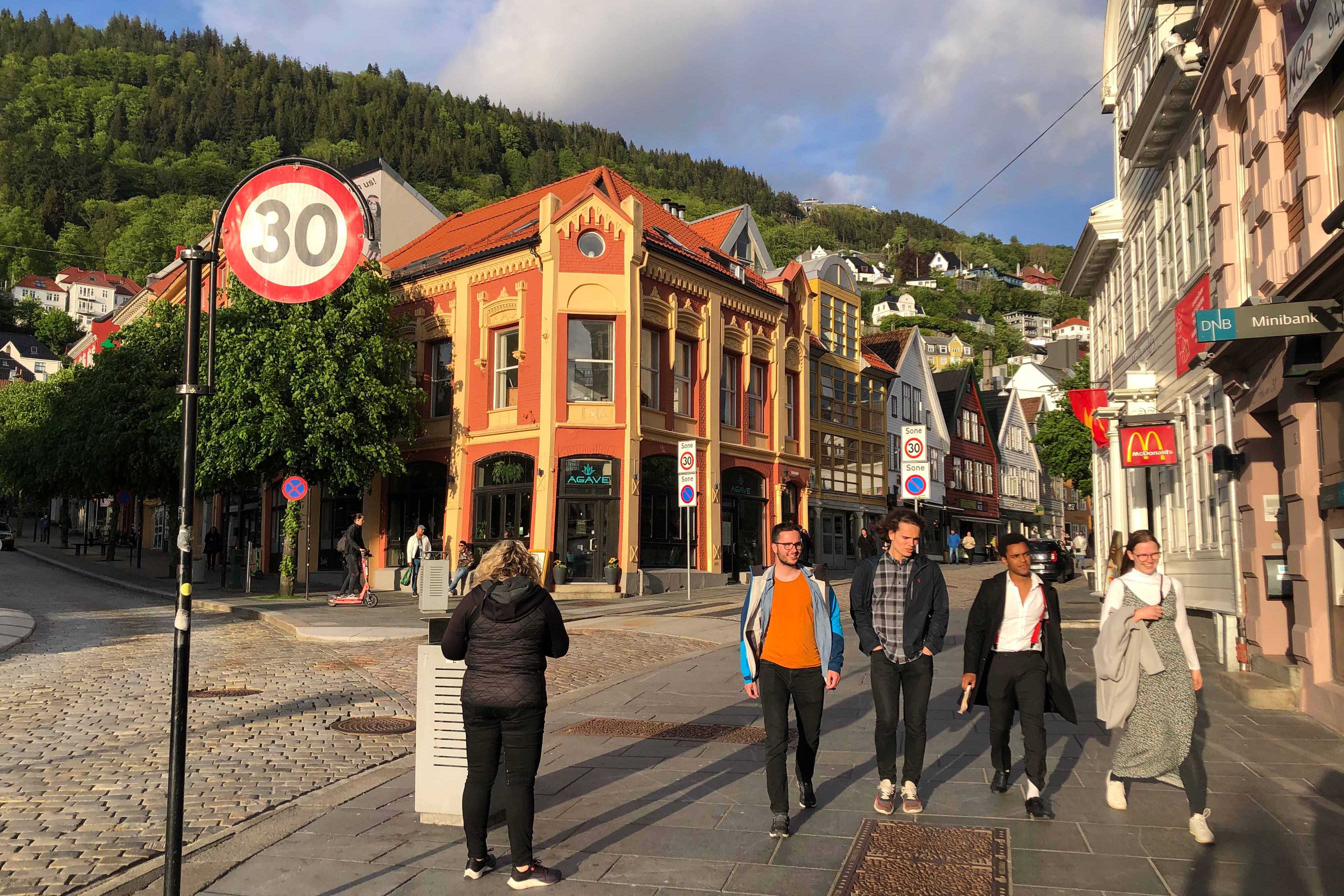 Walking down the streets of Bergen, Norway
