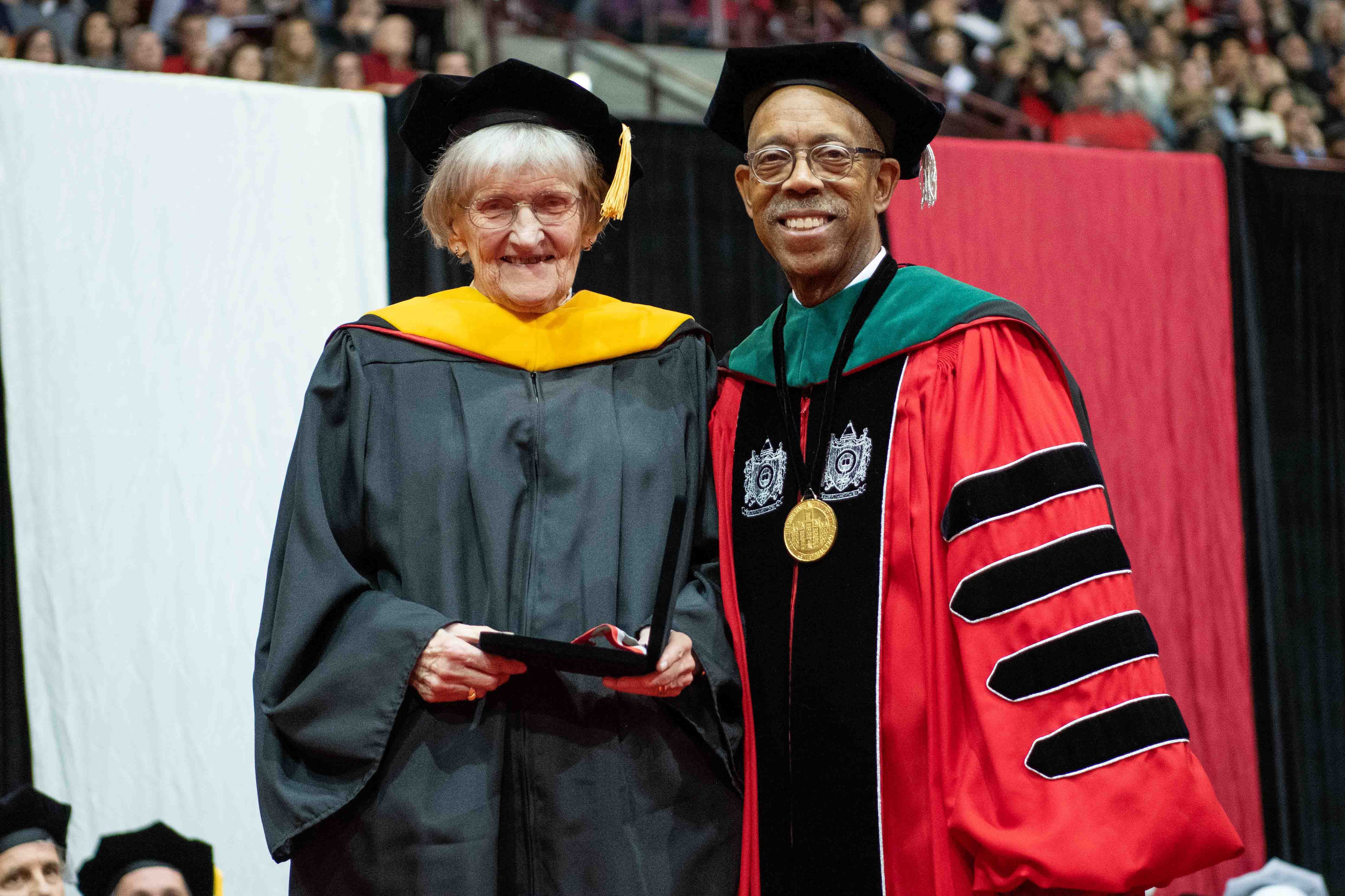 Kitty Kisker with President Drake