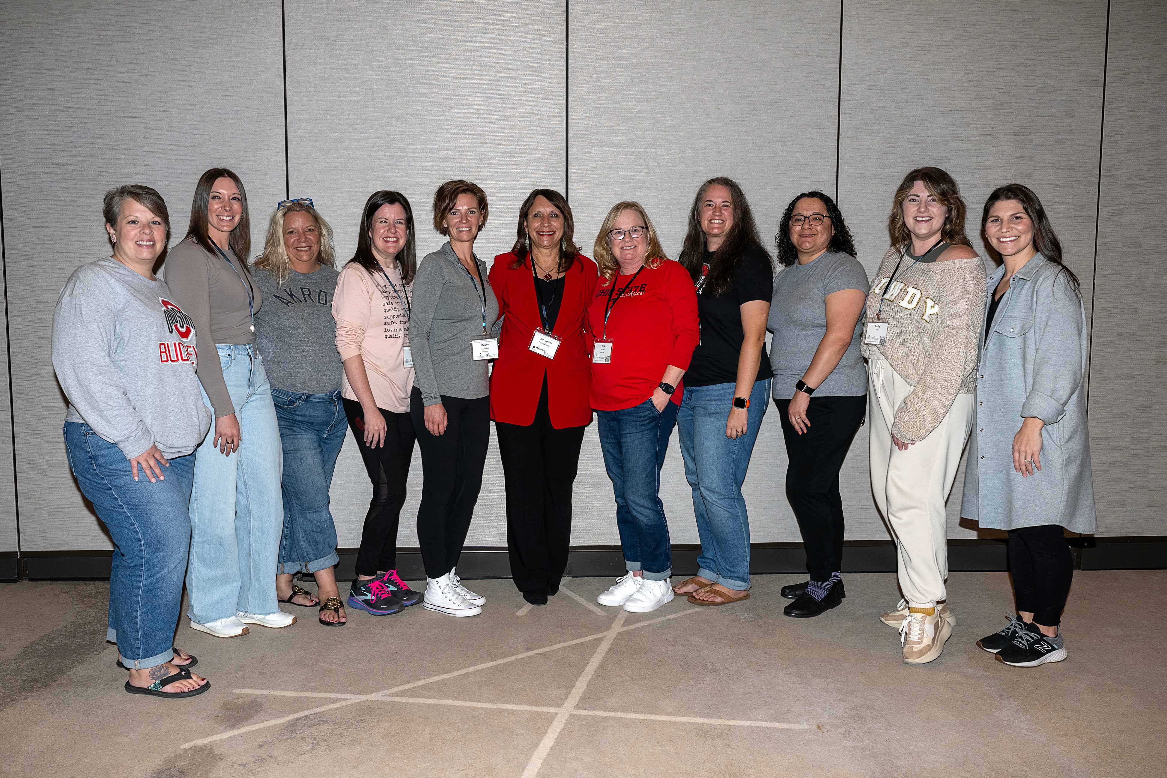 Several DNE students attended the Clinician Well-being Summit in Columbus, where they met Bernadette Melnyk, who innovated the program. From left: Christina Roth, Megan Jackson, Stephanie LaDuke, Sherrie Fontenot, Penny Maready, Bernadette Melnyk, Tina McNeal, Kim Hicks, Isabel Soto Rivera, Emily Roe, Brooke Rengers