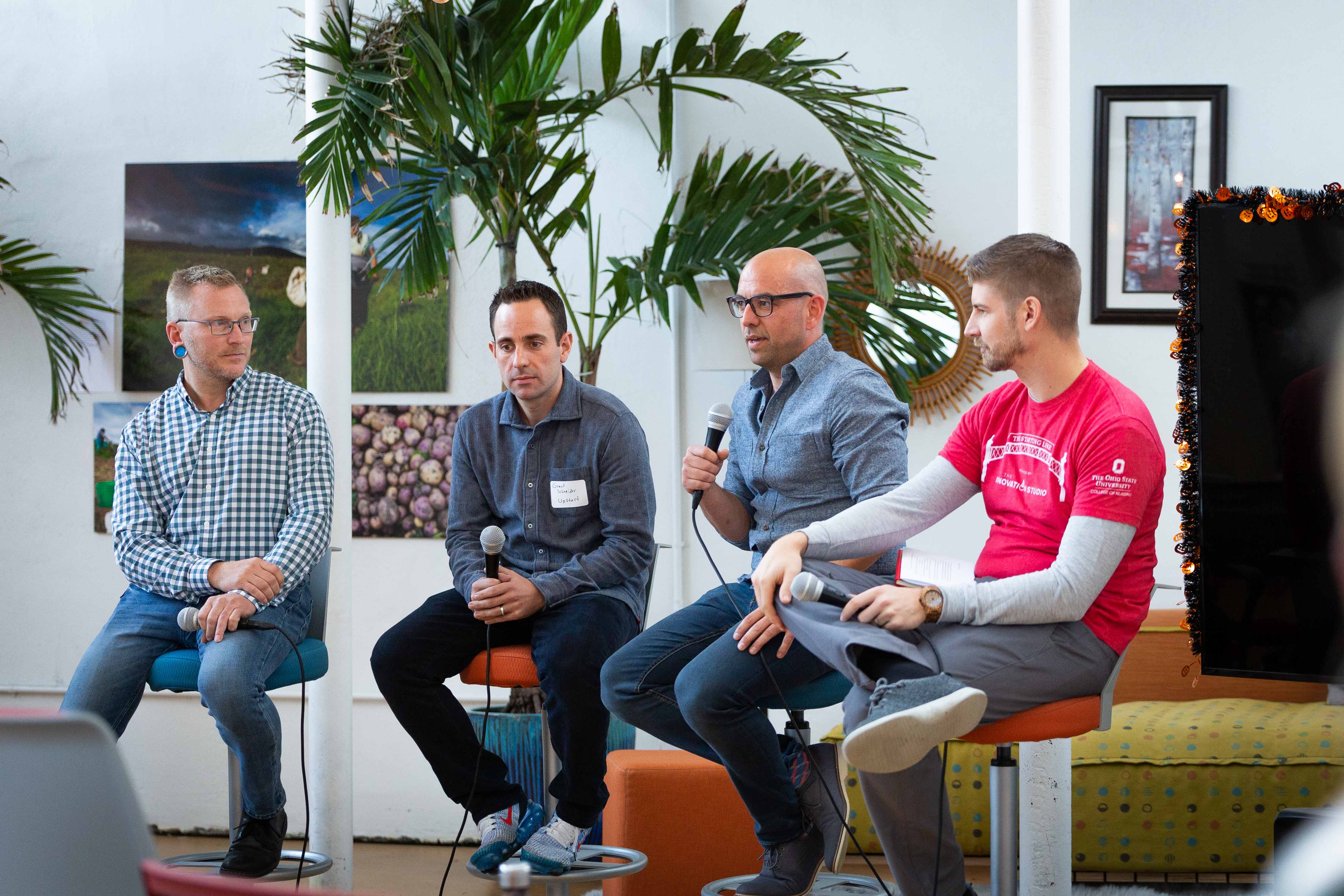 Panel of four men at the Starting Line event