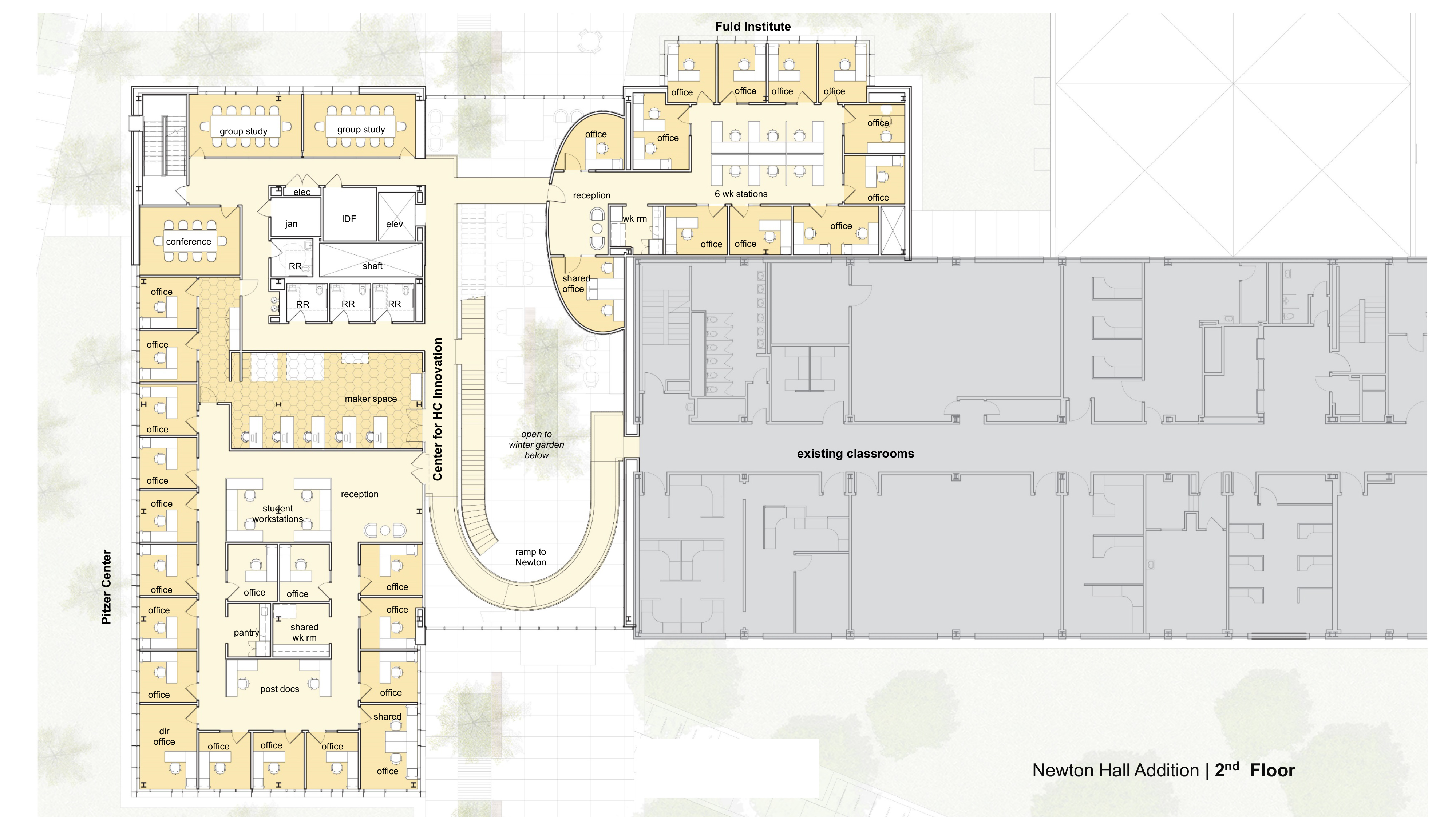 Second floor plan of Newton Hall addition