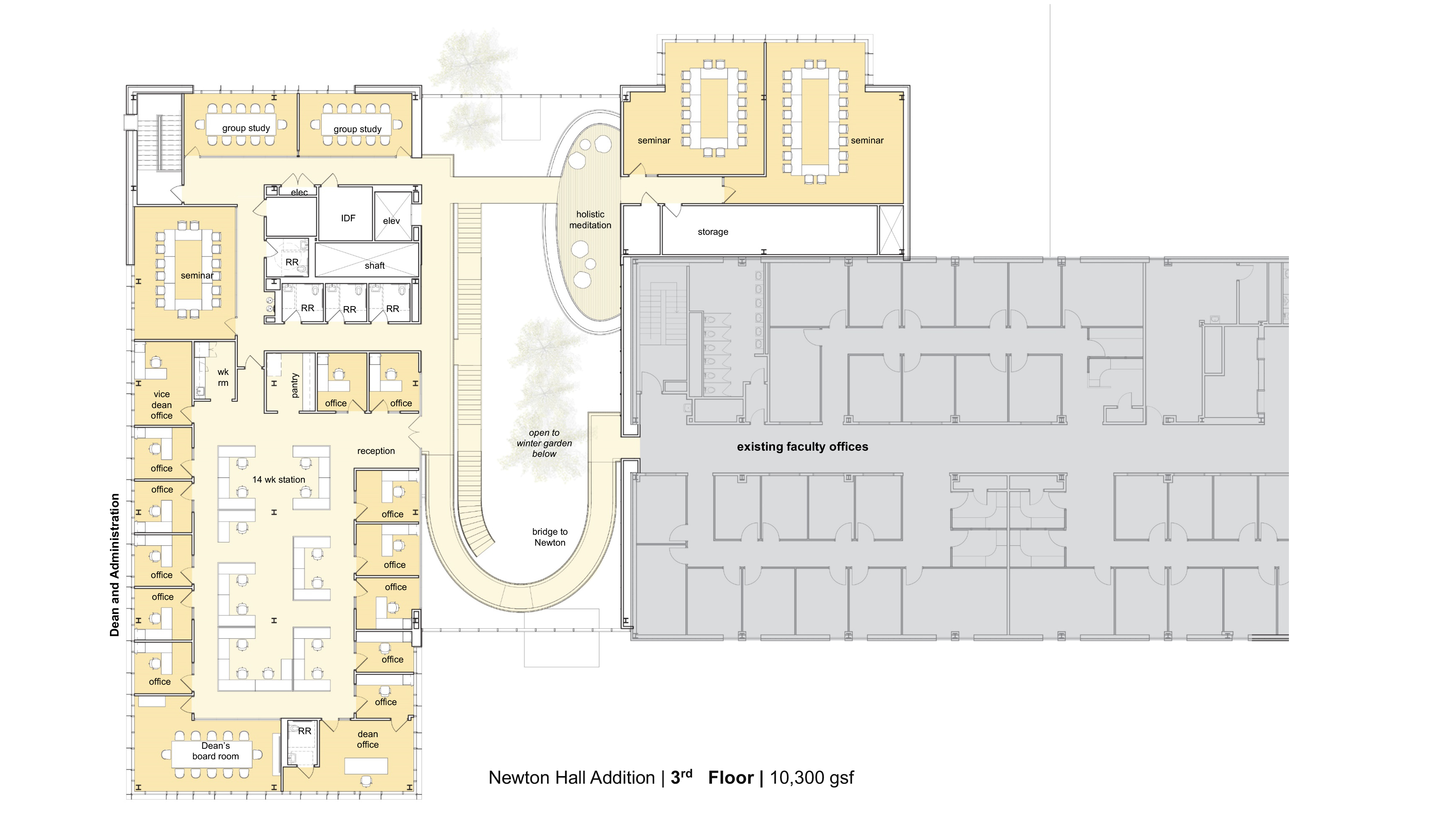 Third floor plan of Newton Hall addition