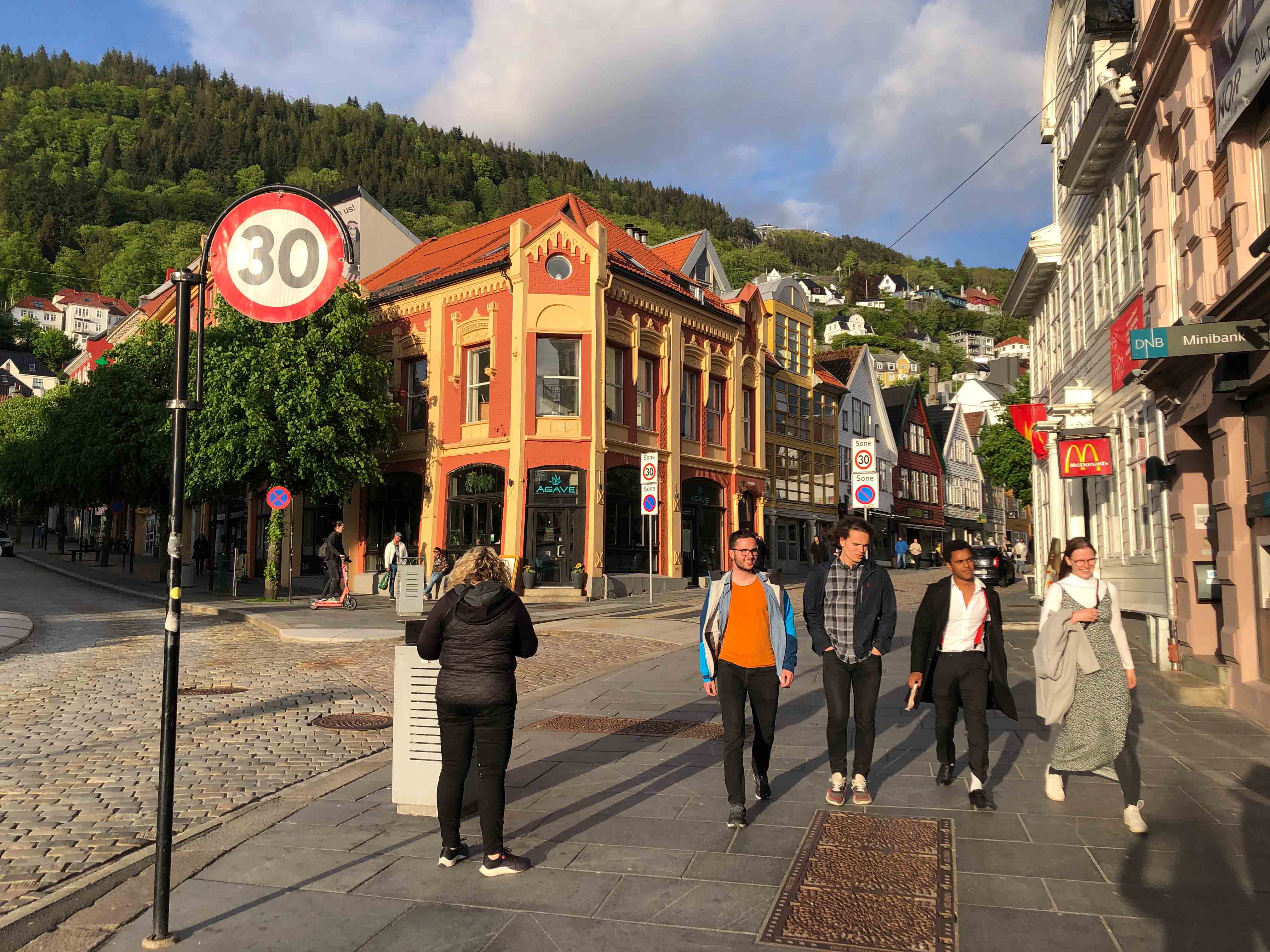 Walking down the streets of Bergen, Norway