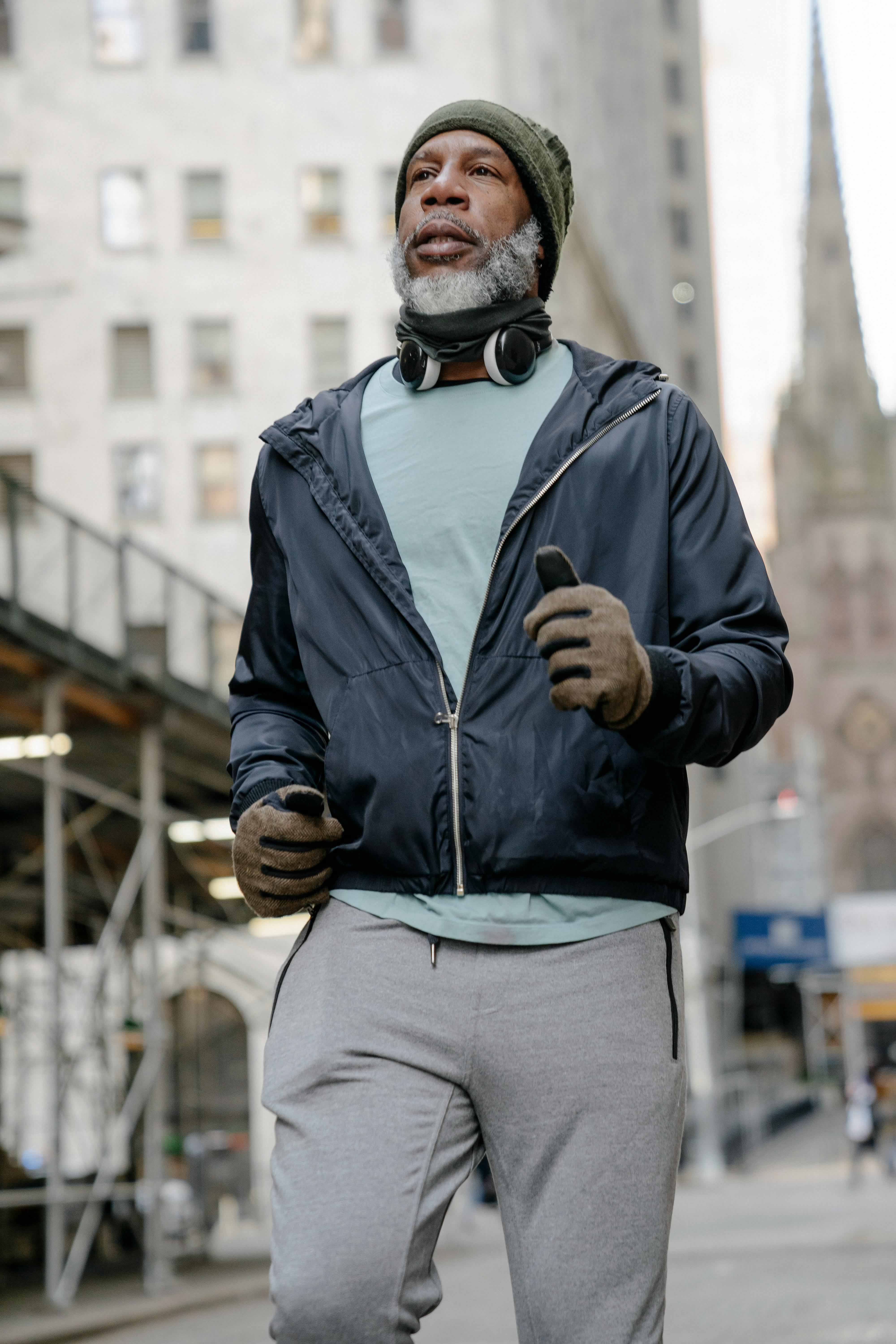 African-American man jogging