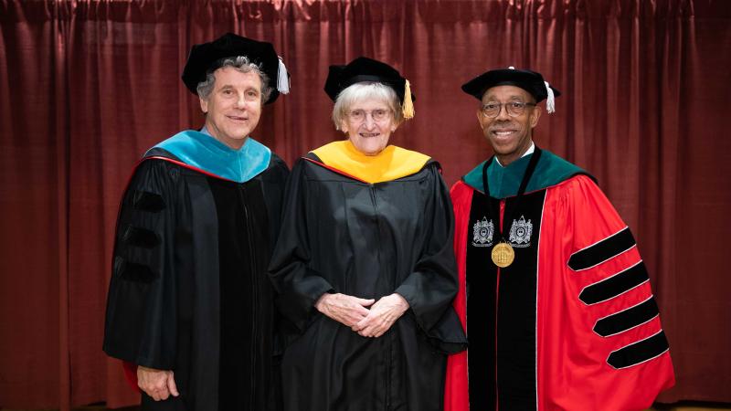 Katherine “Kitty” Kisker with President Drake