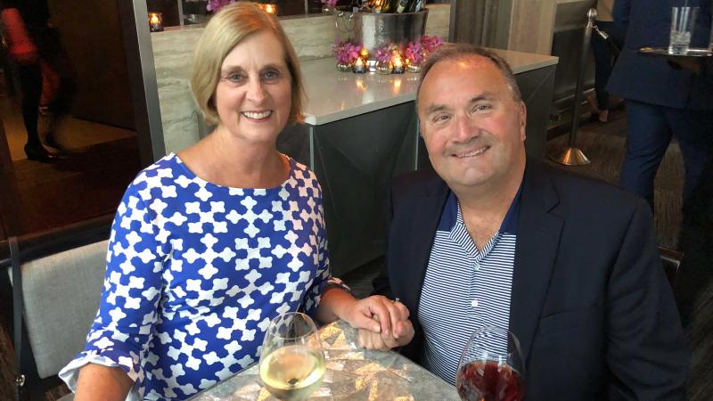Barbara and Larry Berger in a restaurant
