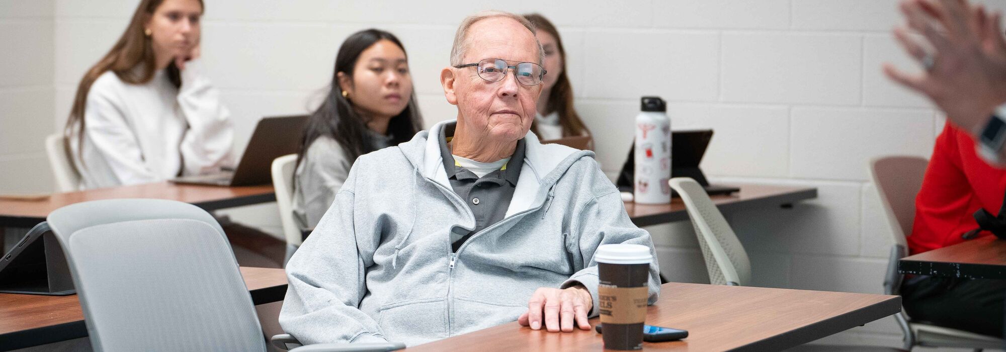 David Hiatt in class at Heminger Hall. He’s taking advantage of Ohio’s Program 60 to learn more about nursing.