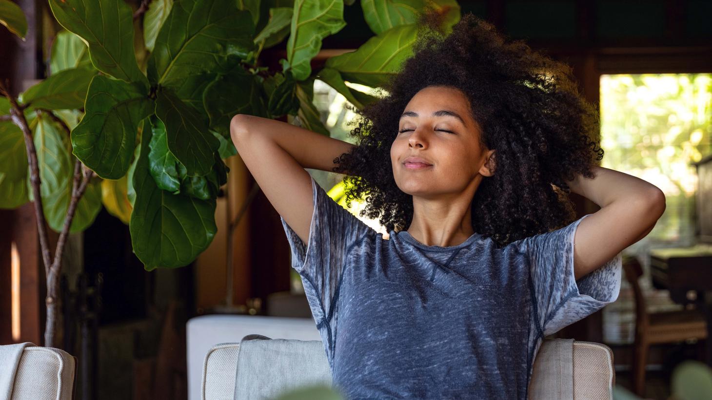 woman relaxing indoors