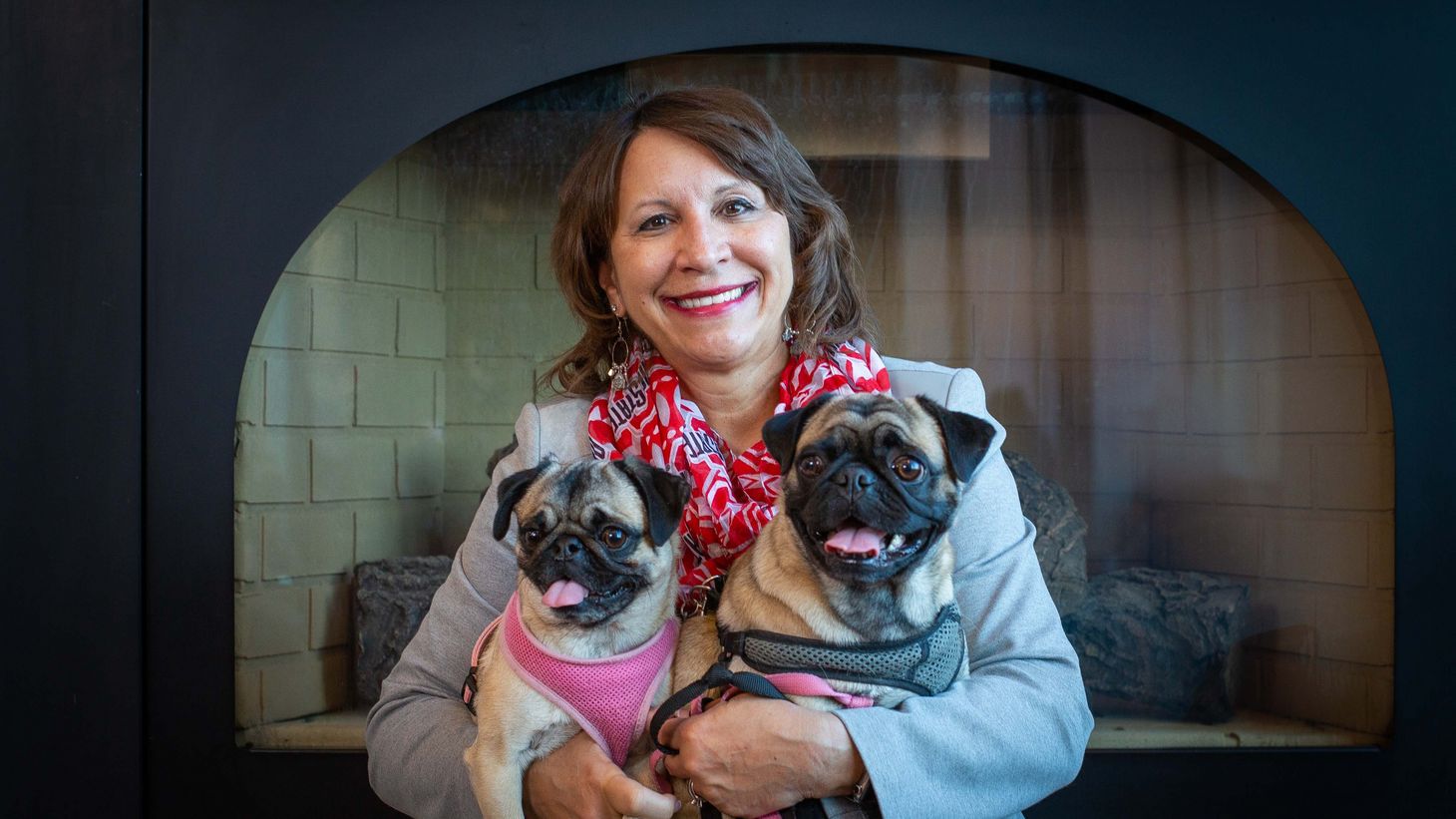 Bernadette Melnyk with her two dogs