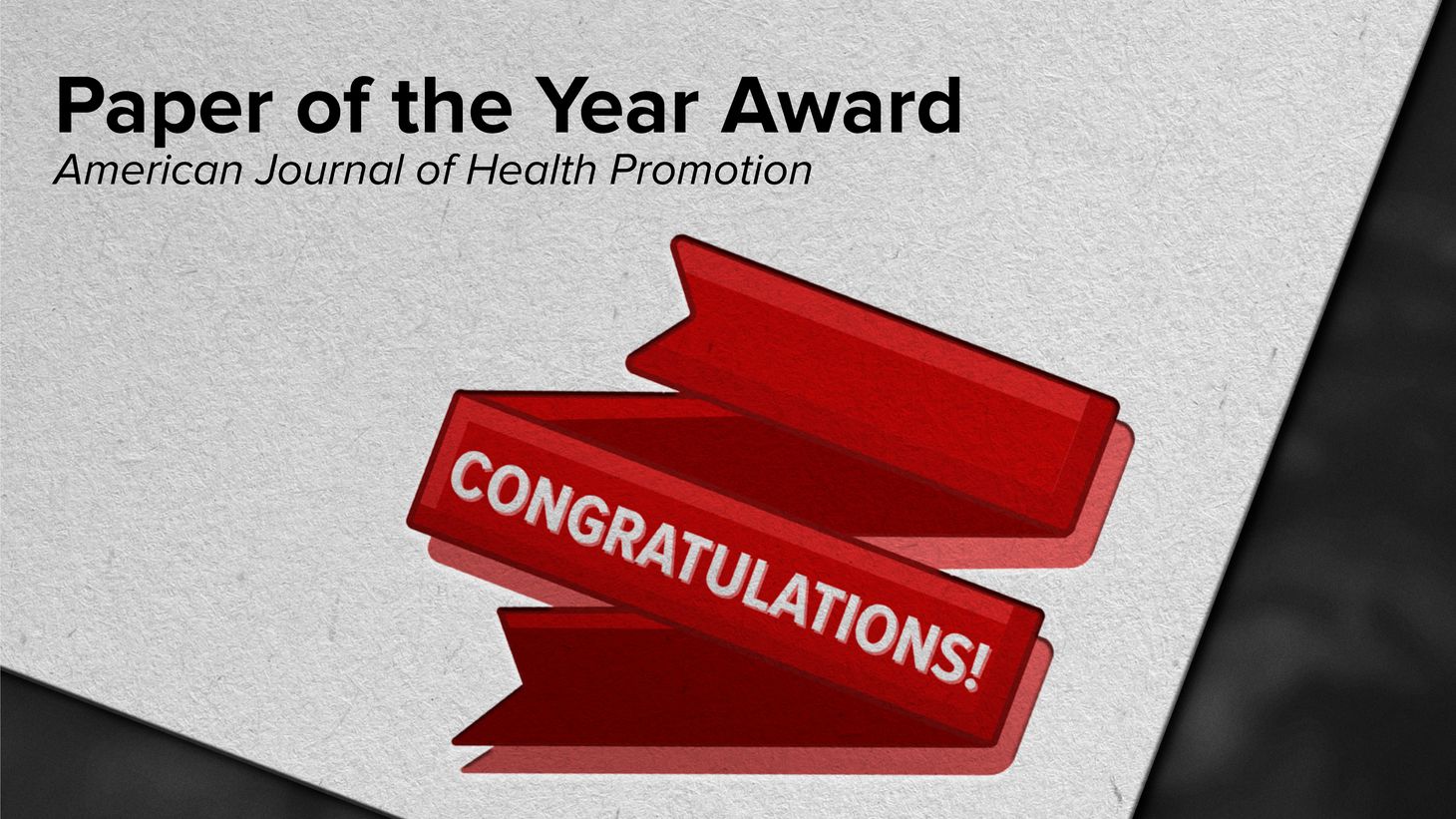 Paper of the Year Award - Congratulations!