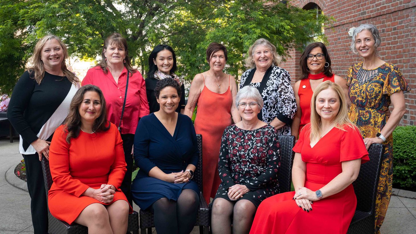 Nursing Alumni Society board members on a restaurant patio