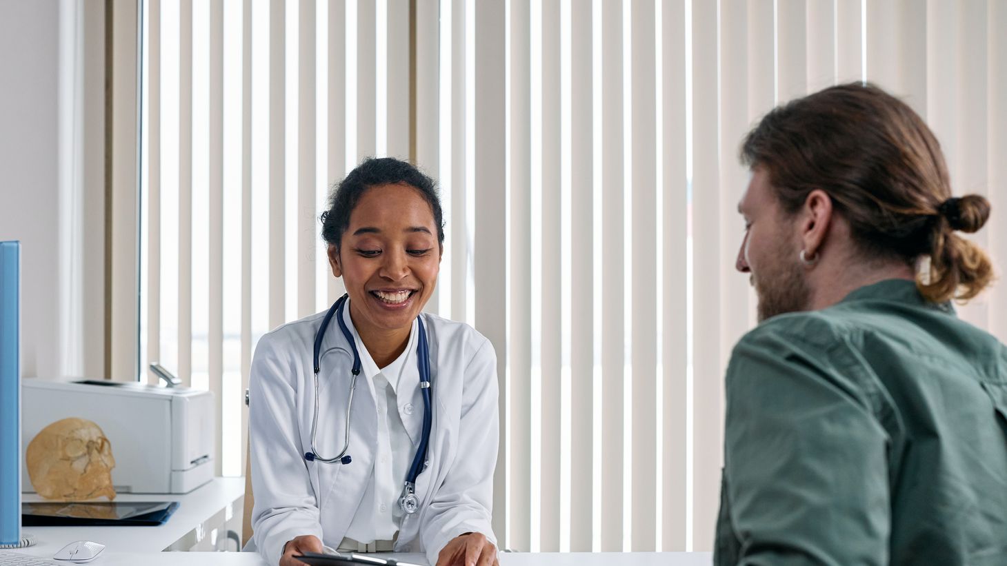 Nurse counseling a patient