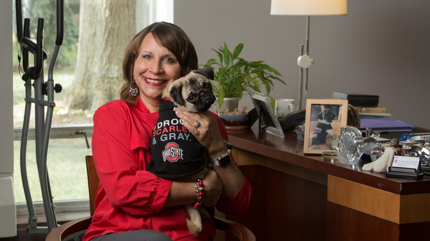 Dean Bernadette Melnyk with her dog, Honey Doo