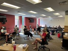 Students working with XR/VR technology