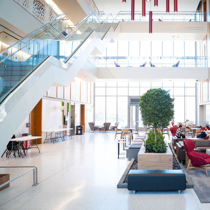 Heminger Hall atrium at the College of Nursing