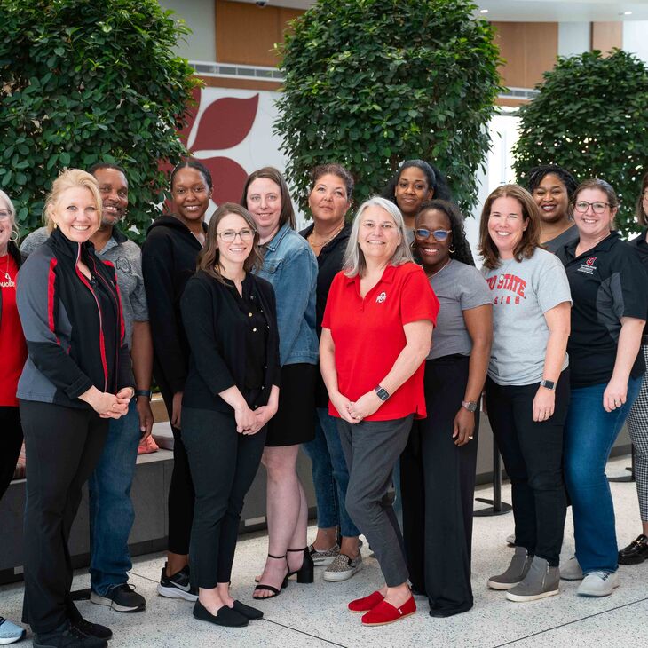 lpn students and faculty pose for a photo in heminger hall