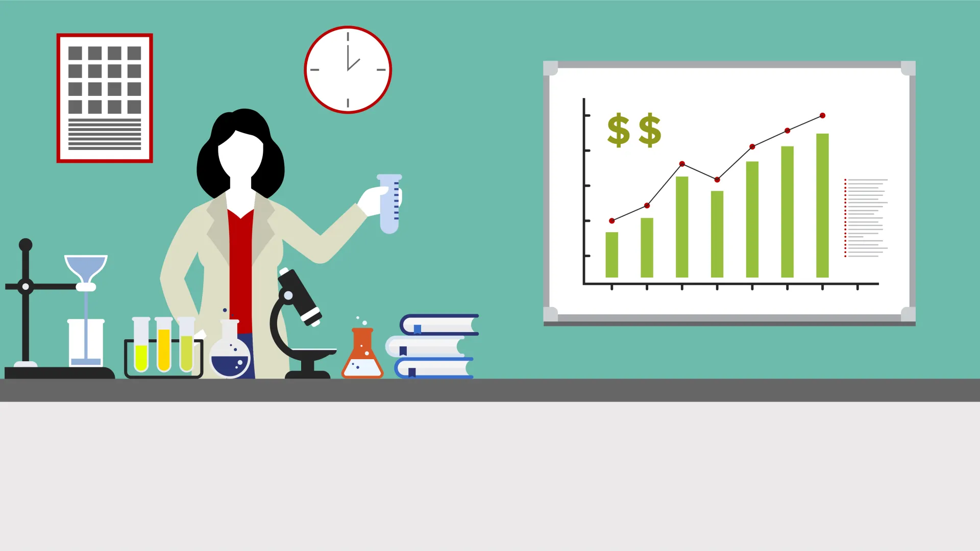 Nurse with graph in a lab