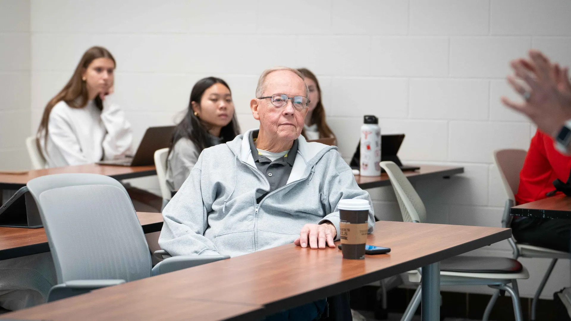 David Hiatt in class at Heminger Hall. He’s taking advantage of Ohio’s Program 60 to learn more about nursing.
