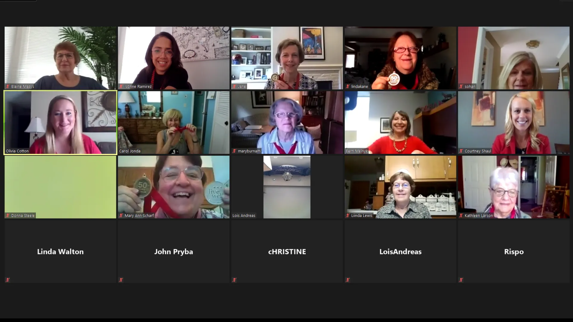 screenshot of class reunion over Zoom