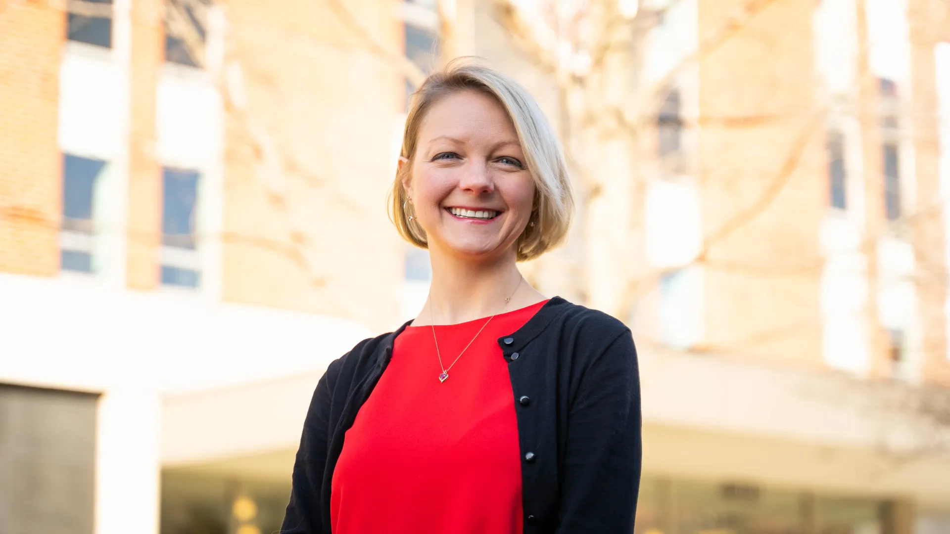 Kaitlyn Kolcun outside of Newton Hall