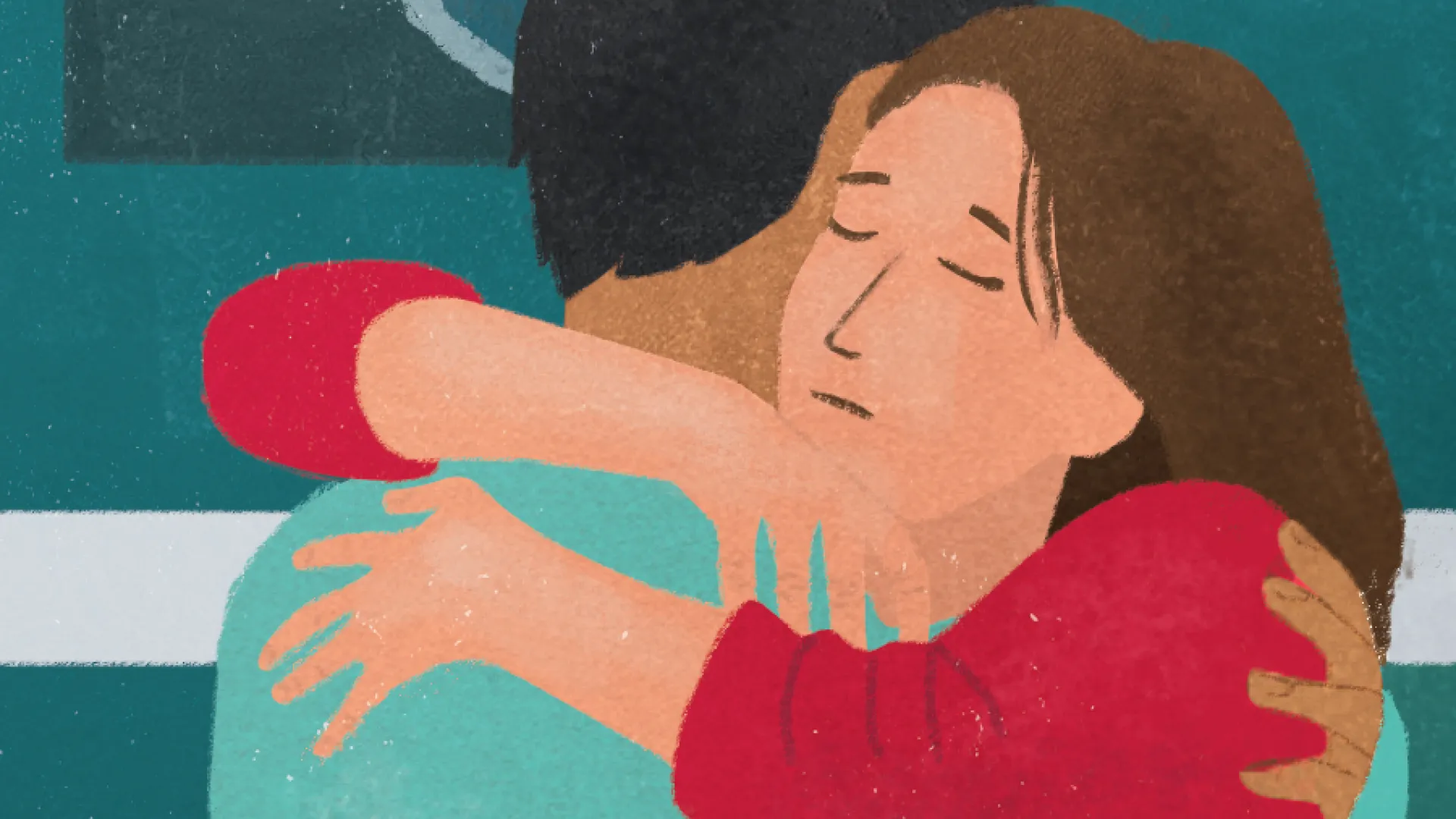illustration of two people hugging