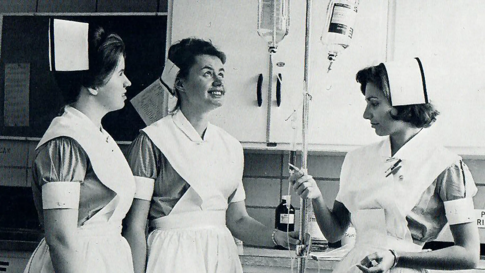 nursing students in the classroom: Bonnie Husse, Carolyn Azbell and Sandy (Fisher) Cornett