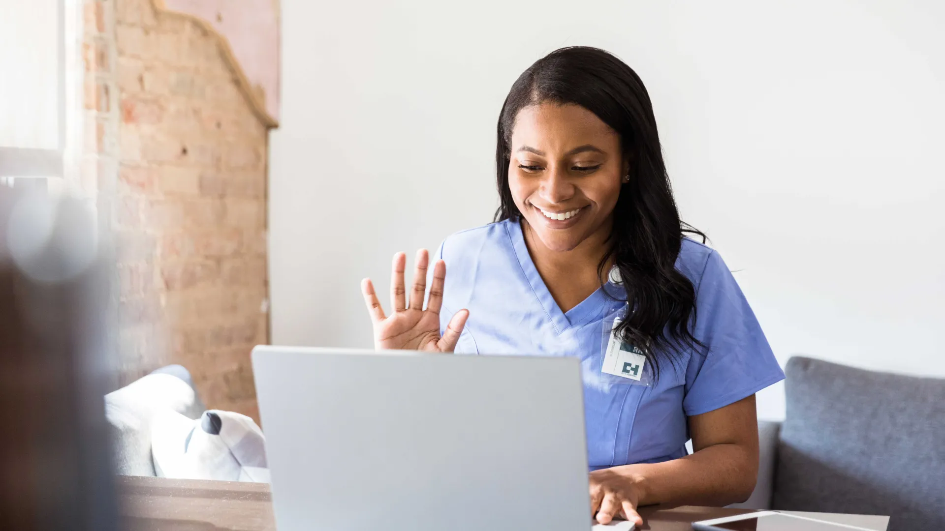 healthcare provider at computer