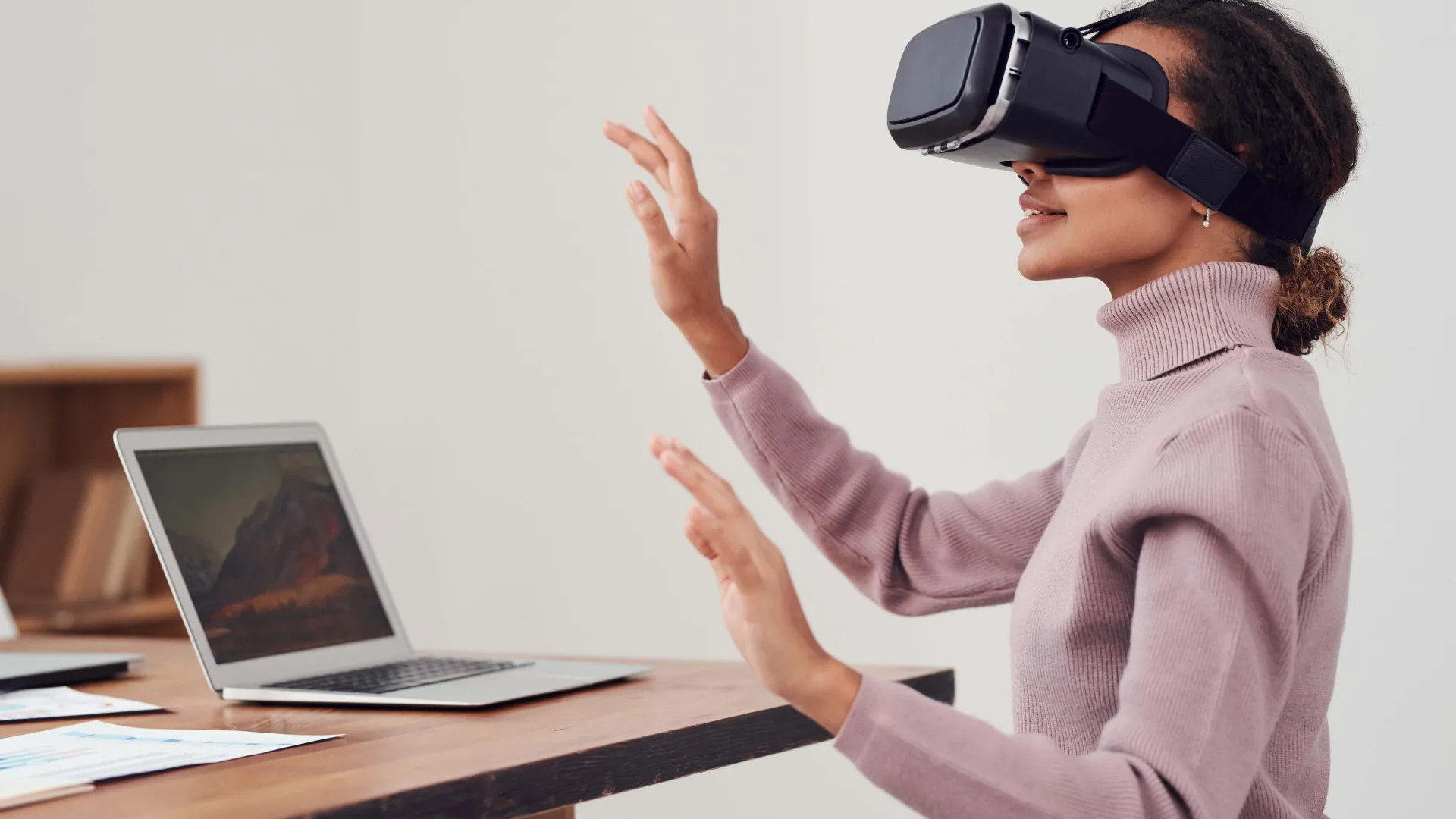 Woman wearing a VR headset