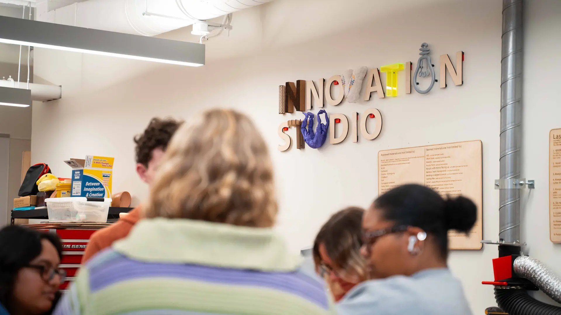 students work in the innovation lab